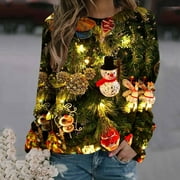 Up to 65 off!Lolmot Ugly Christmas Sweaters for Women Plus Size Christmas Sweater,Funny Snowman Lights Christmas Tree Print Pullover Tops Xmas Ugly Sweater for Winter Gatherings